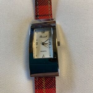 Working Osirock Watch with Red Plaid Bands and Brand New Battery!